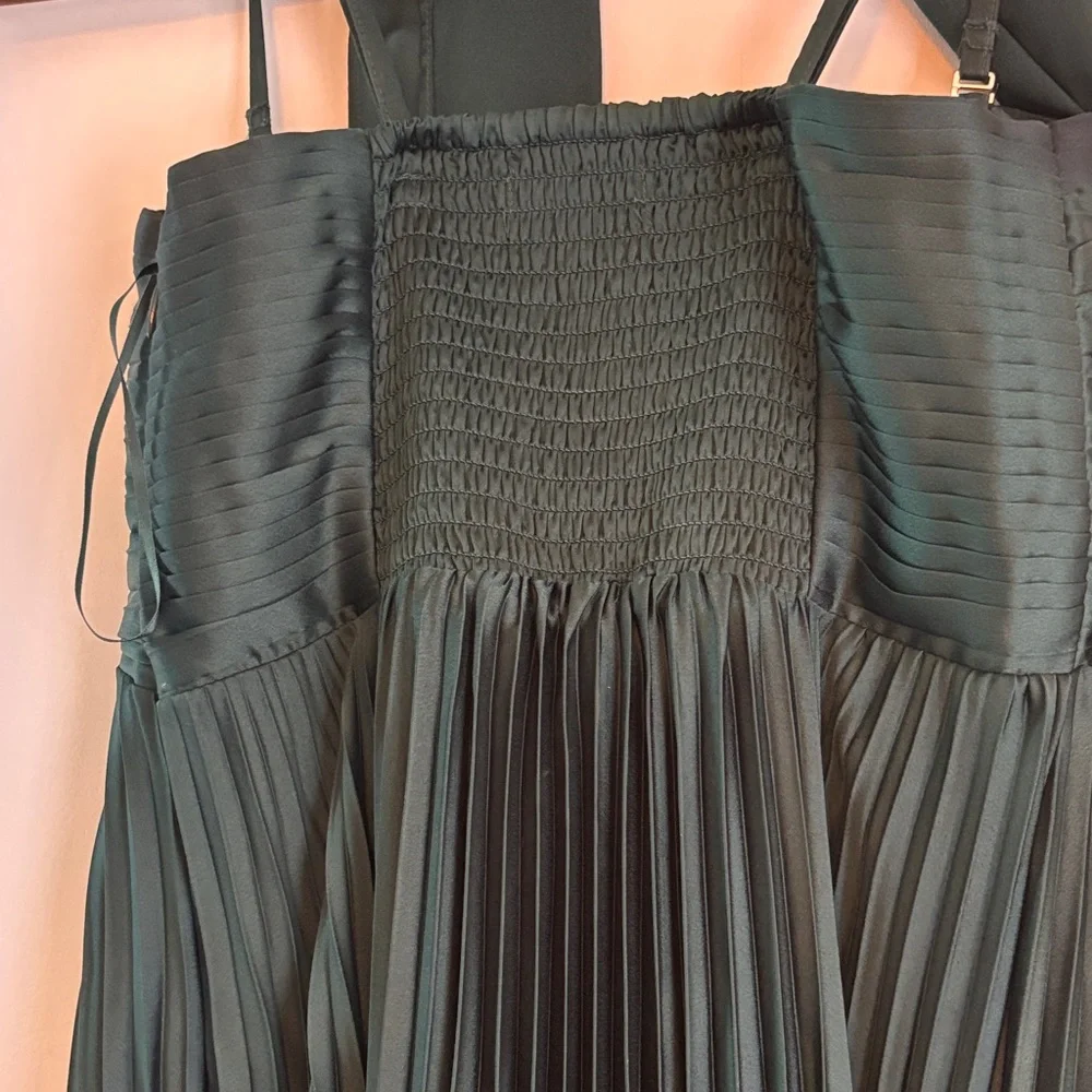 Abercrombie & Fitch Strapless Dark Emerald Pleated Maxi Dress - Picture 4 of 5